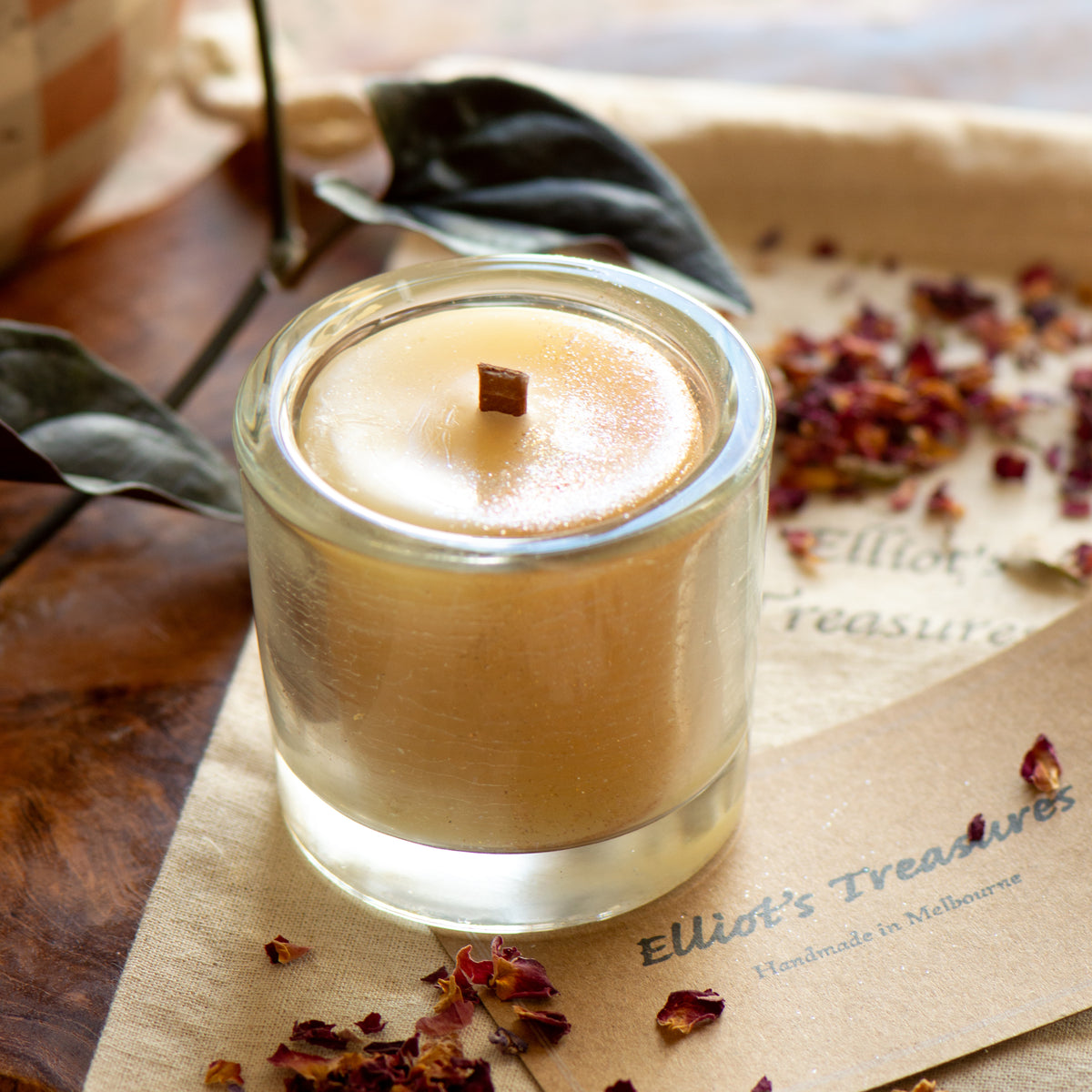 Rose Scented Pot Beeswax Candle