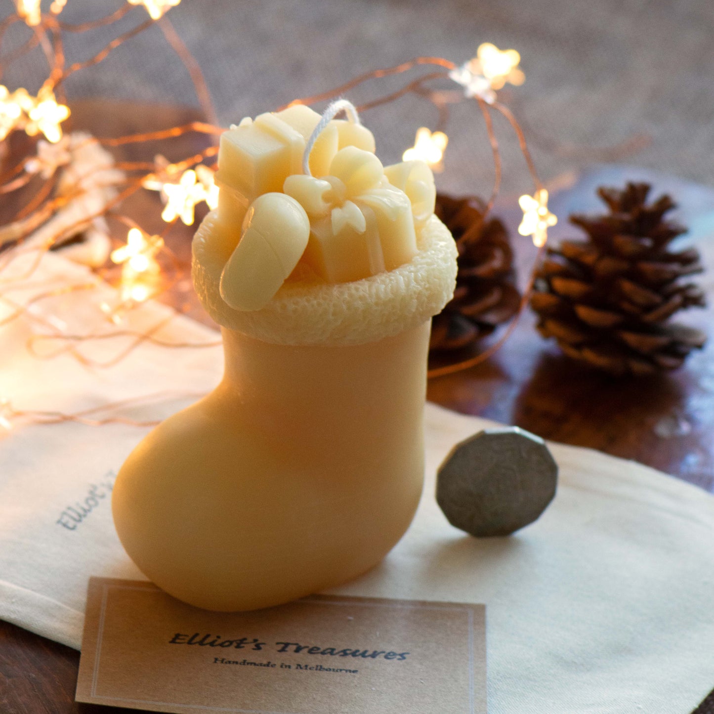 Christmas Stocking Beeswax Candle