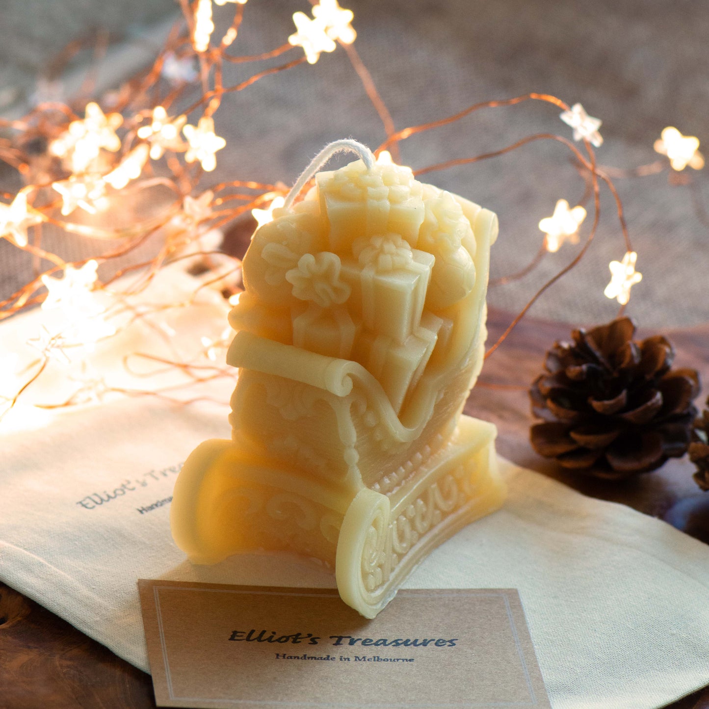 Santa's Sleigh Beeswax Candle