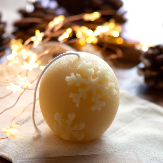 Snowflake Bauble - Pure Beeswax Candle