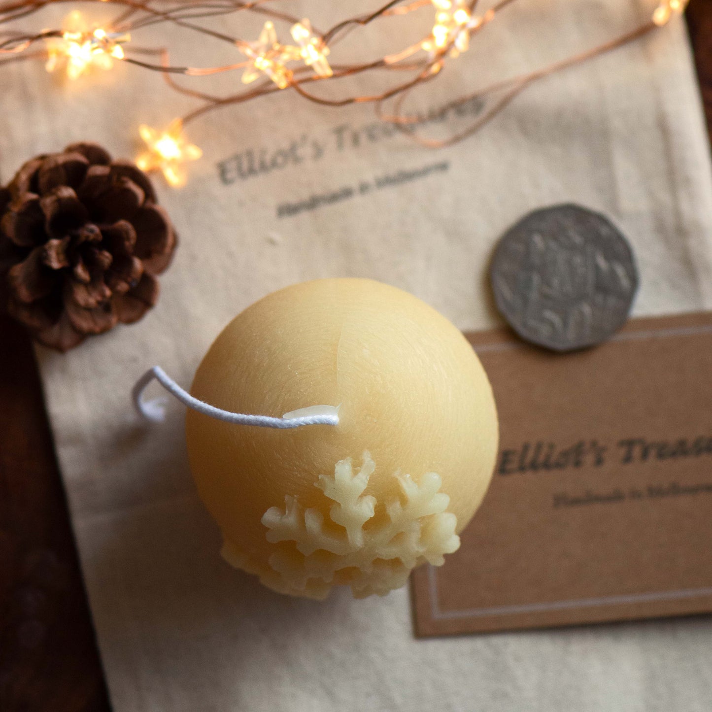 Snowflake Bauble - Pure Beeswax Candle