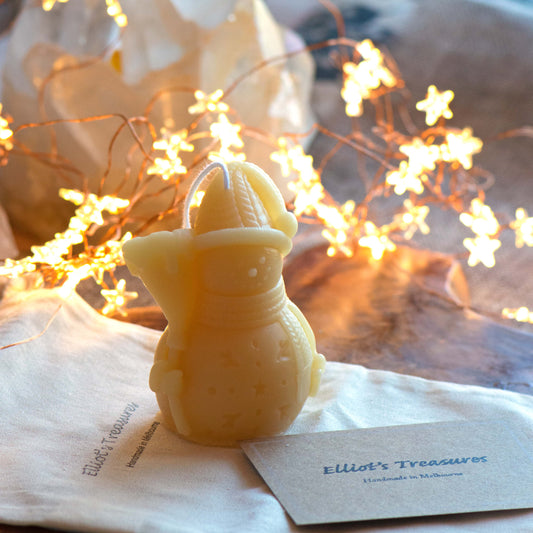 Snowman Beeswax Candle