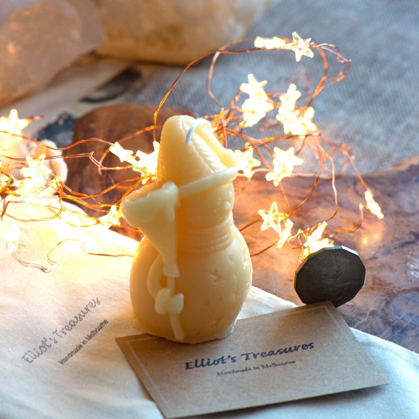 Snowman Beeswax Candle