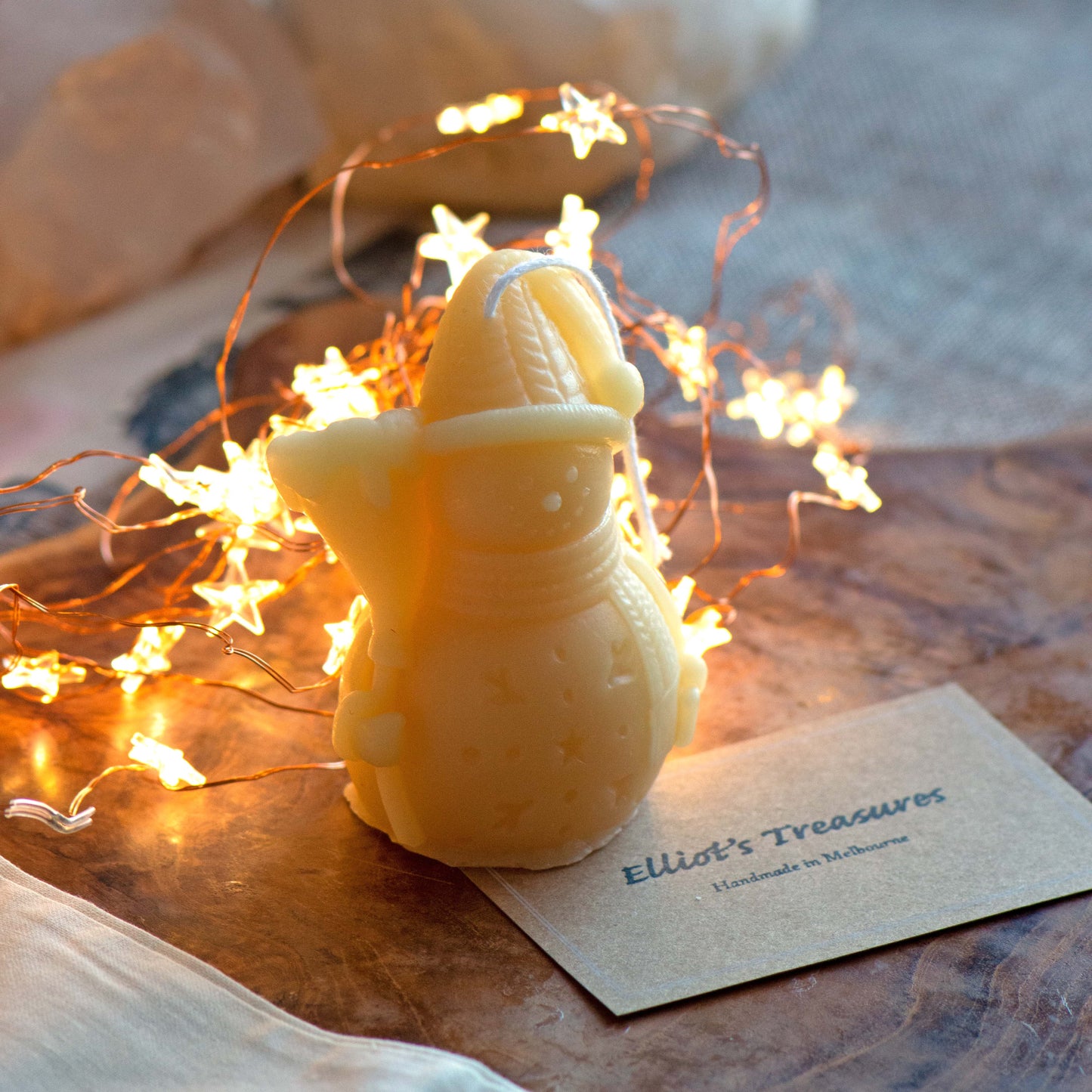 Snowman Beeswax Candle