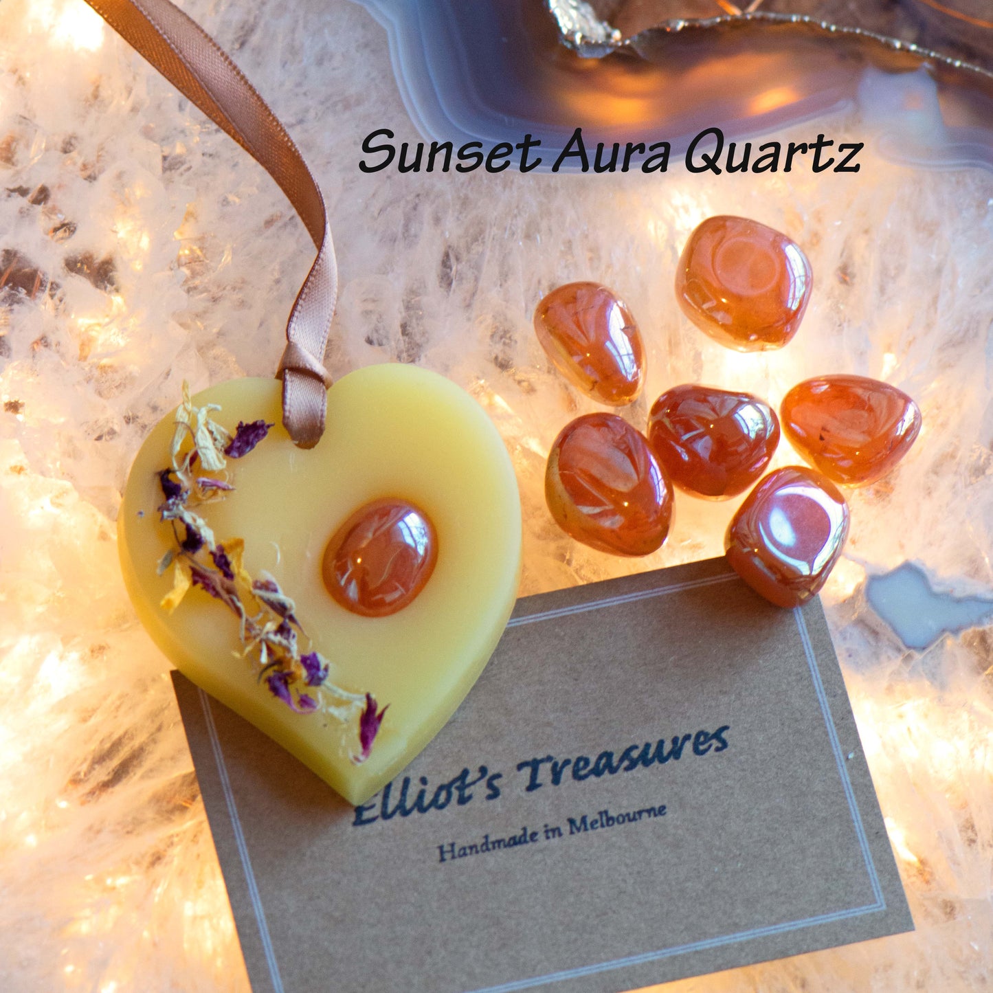 Sunset Crystal Collection - Scented Beeswax Heart