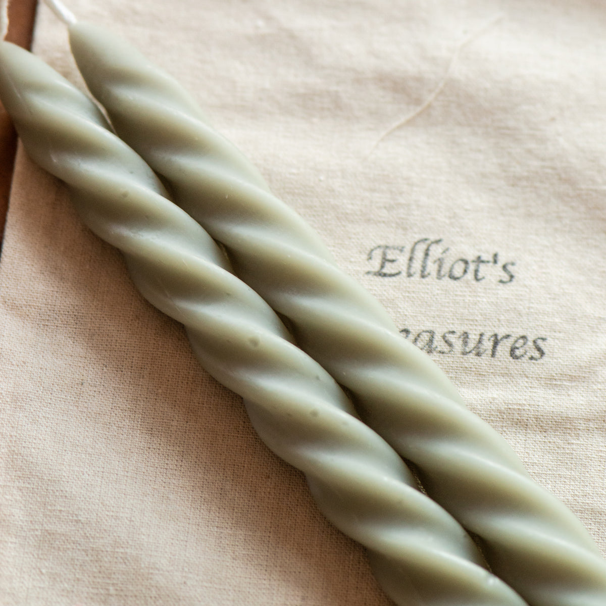 Tall Spiral Beeswax Tapers (Ash) - Set of 2