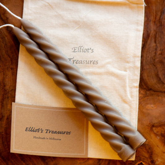 Tall Spiral Beeswax Tapers (Coffee) - Set of 2