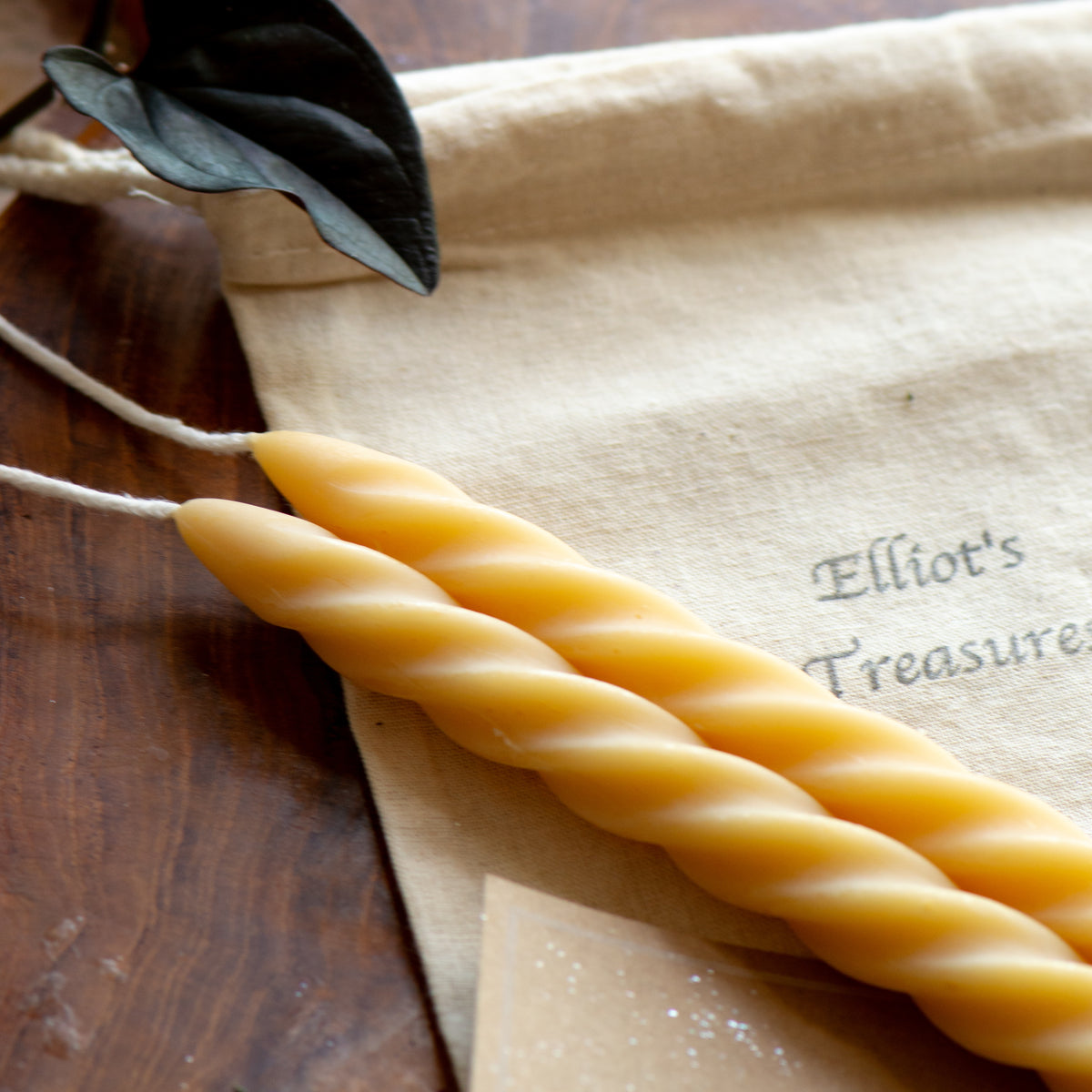 Tall Spiral Beeswax Tapers (Honey) - Set of 2