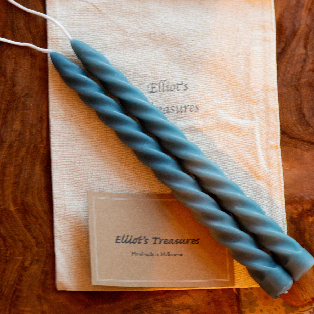 Tall Spiral Beeswax Tapers (Navy) - Set of 2