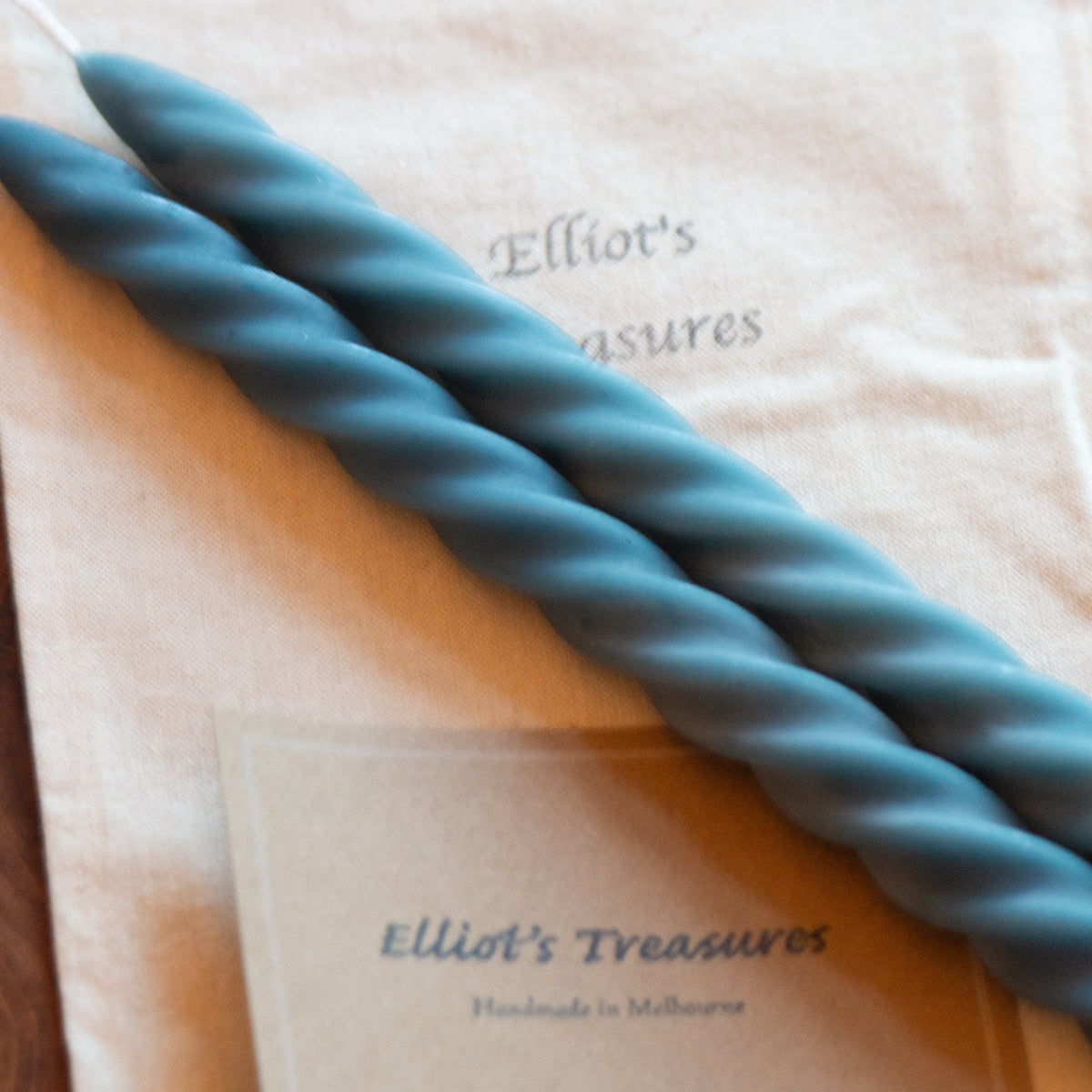 Tall Spiral Beeswax Tapers (Navy) - Set of 2