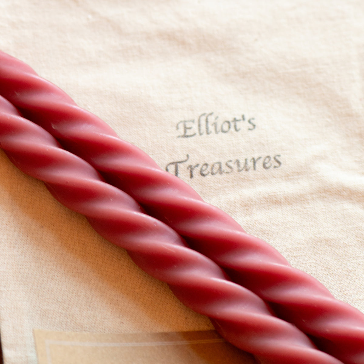 Tall Spiral Beeswax Tapers (Raspberry) - Set of 2