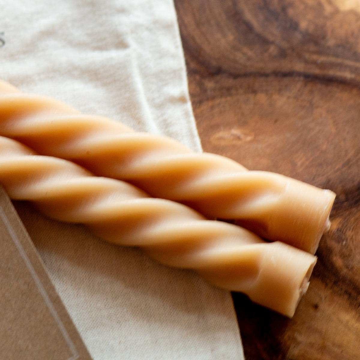 Tall Spiral Beeswax Tapers (Tea) - Set of 2