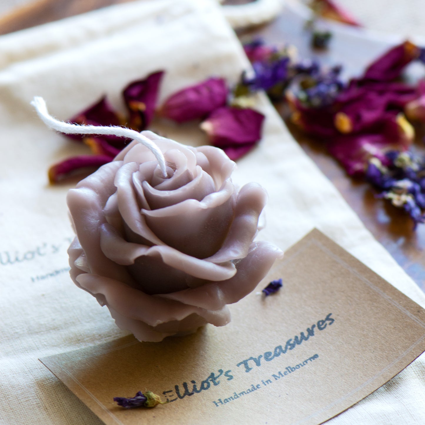 Vintage Rose (Mauve) Beeswax Candle
