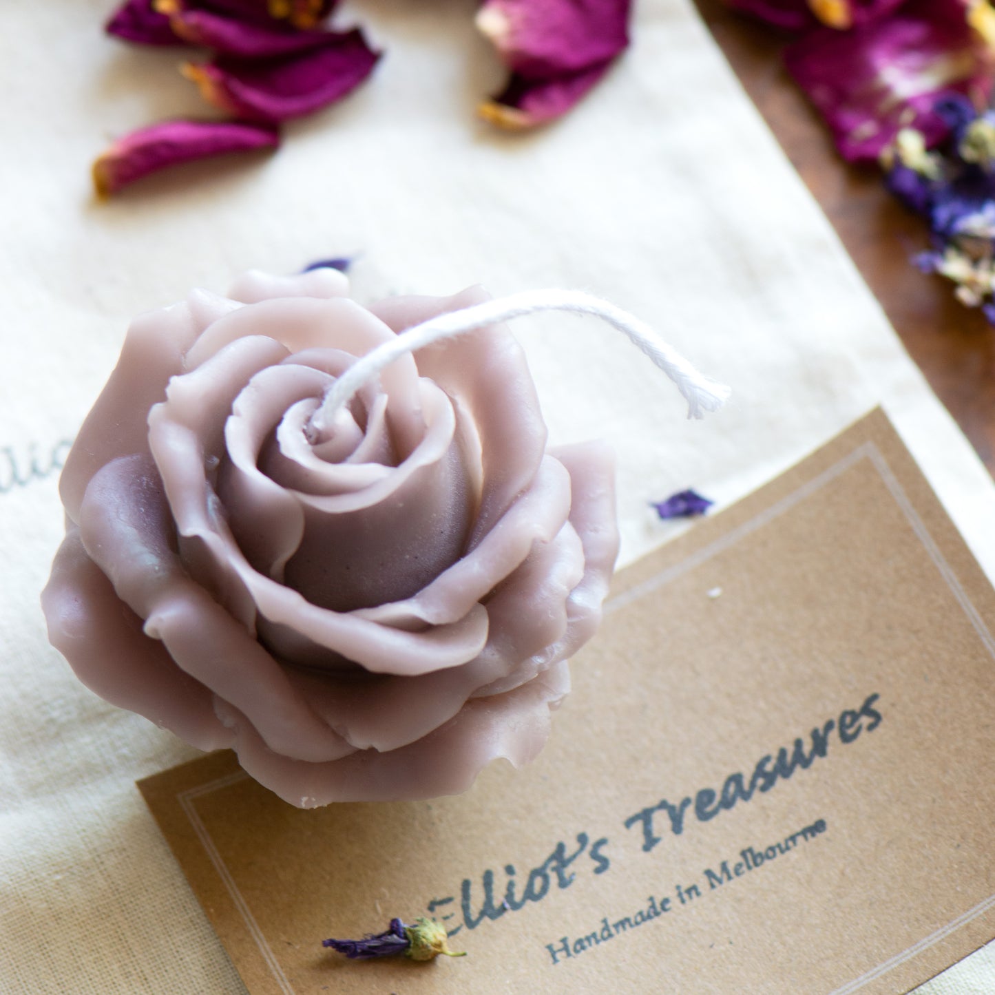 Vintage Rose (Mauve) Beeswax Candle