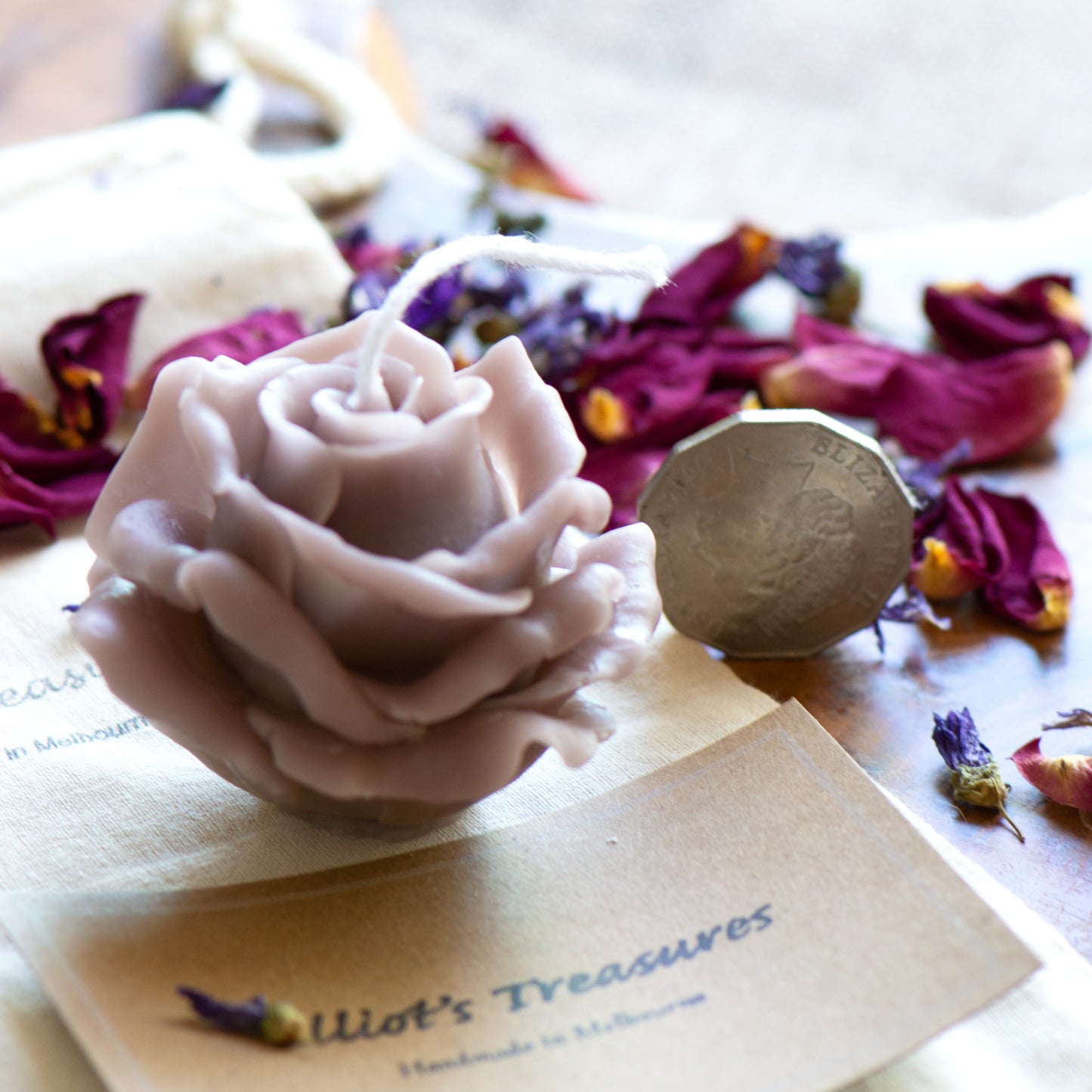 Vintage Rose (Mauve) Beeswax Candle