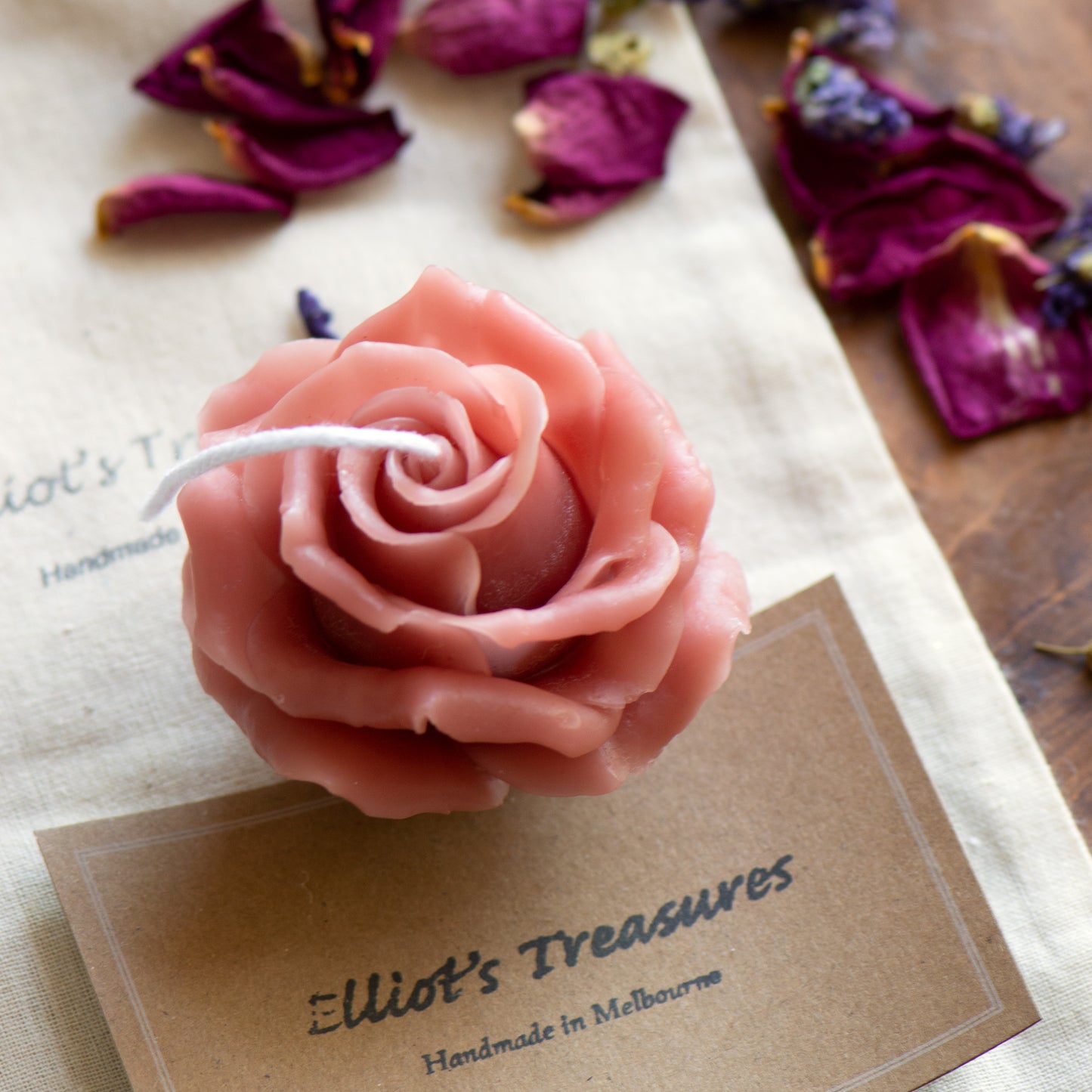 Vintage Rose (Rouge Pink) Beeswax Candle