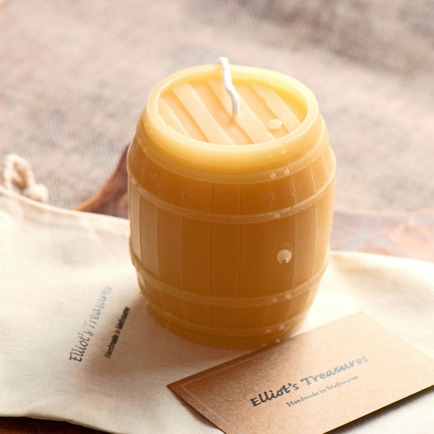 Vintage Wine Barrel - Pure Beeswax Candle