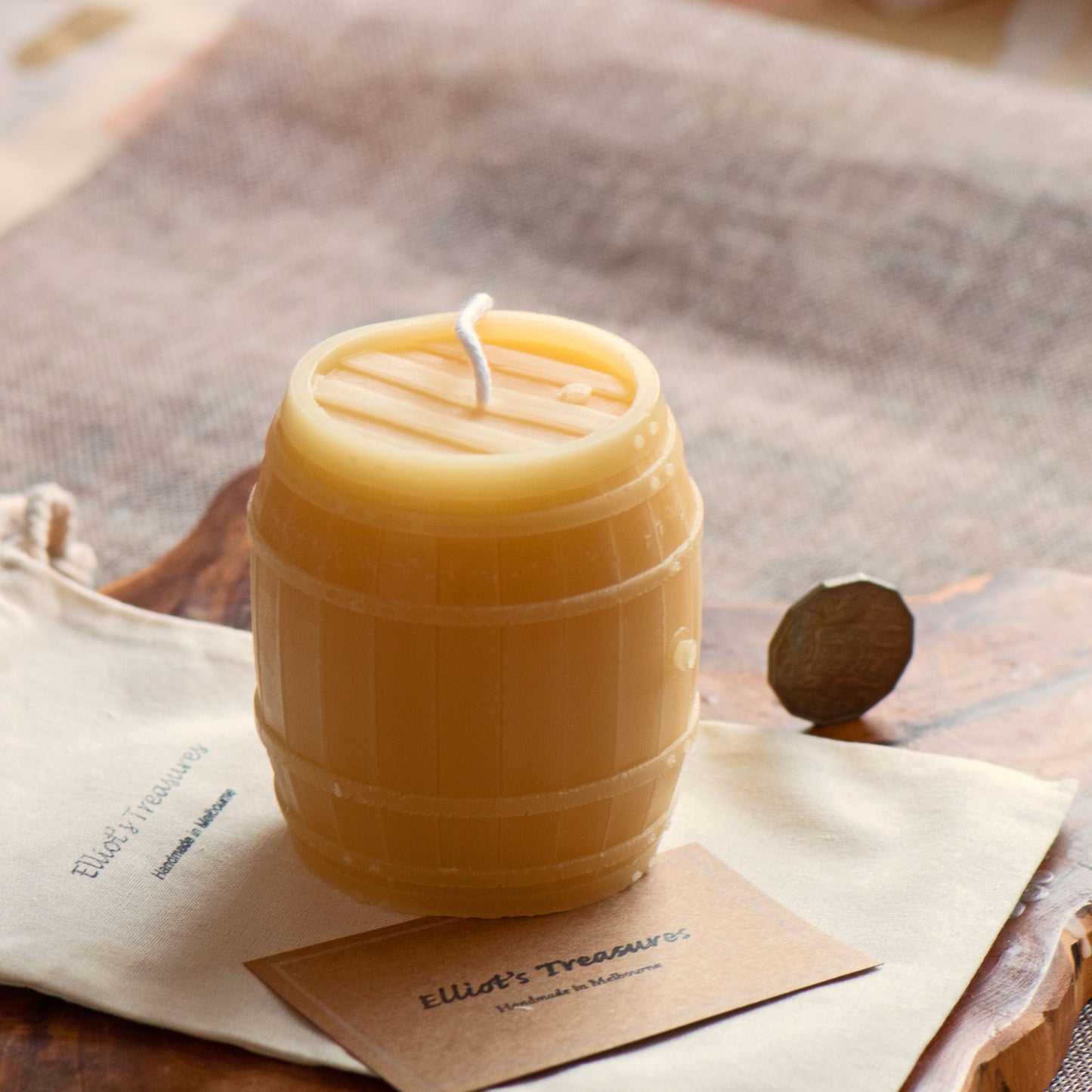 Vintage Wine Barrel - Pure Beeswax Candle