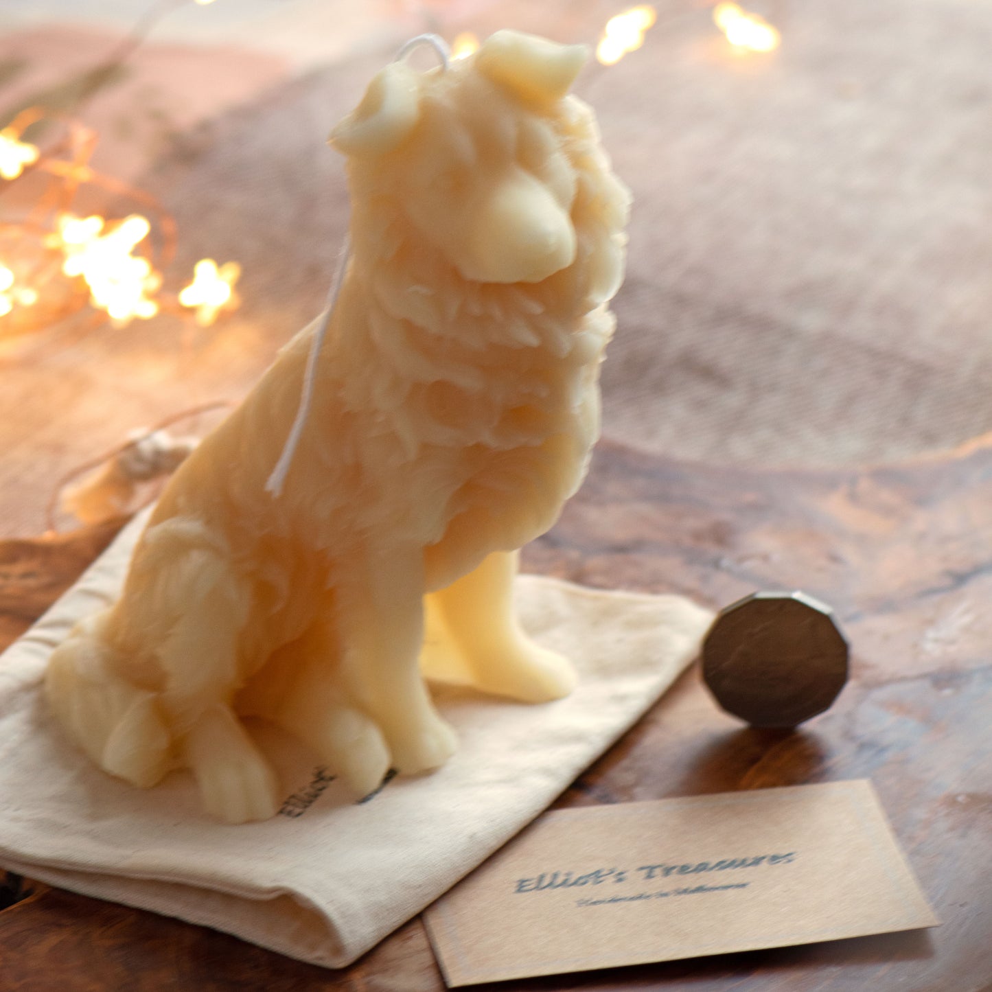 Border Collie Beeswax Candle