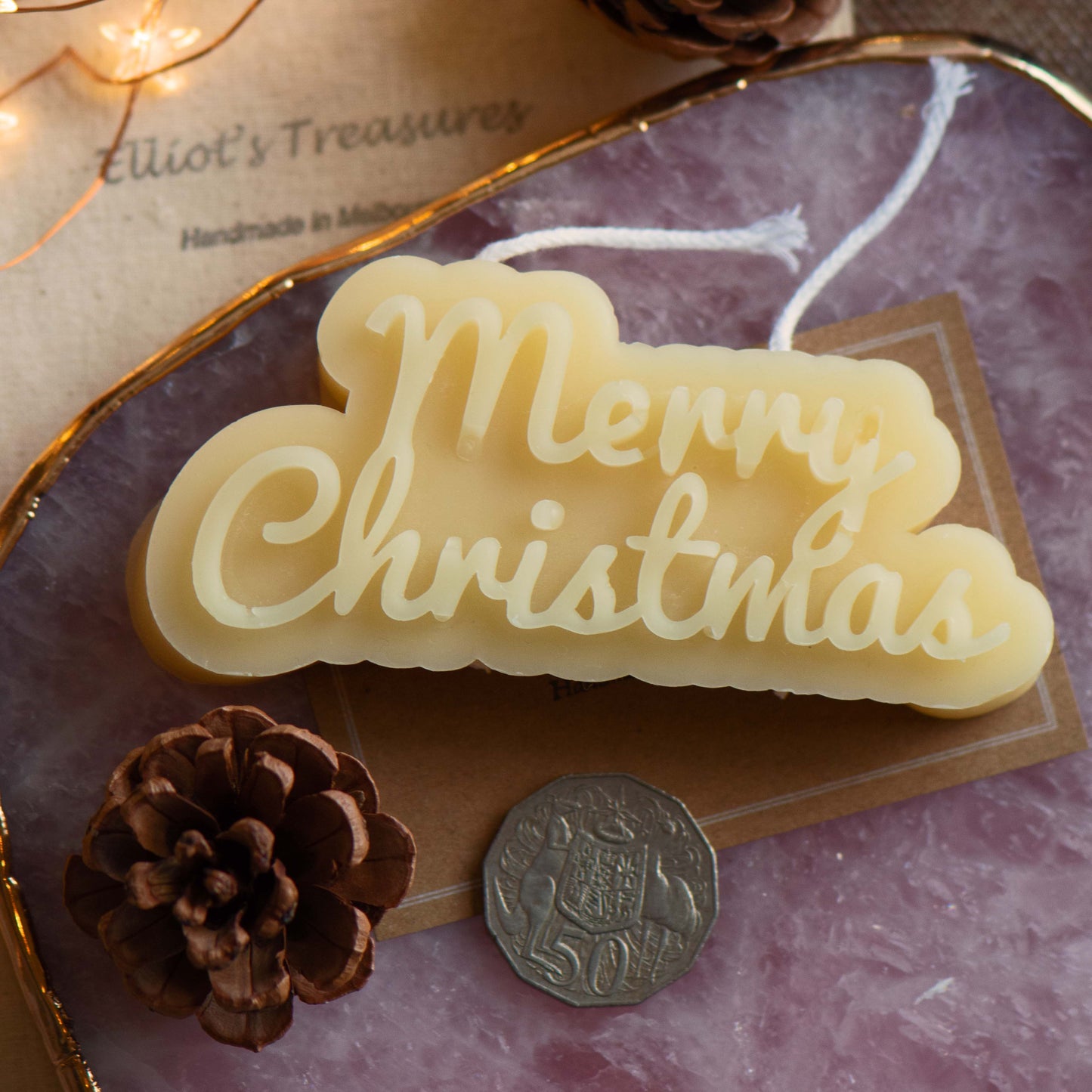 Merry Christmas - Pure Beeswax Candle