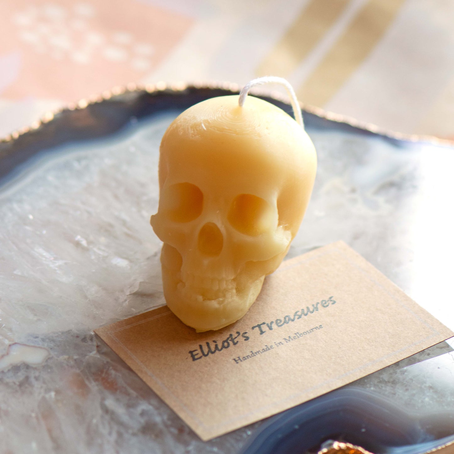 Small Skull Beeswax Candle