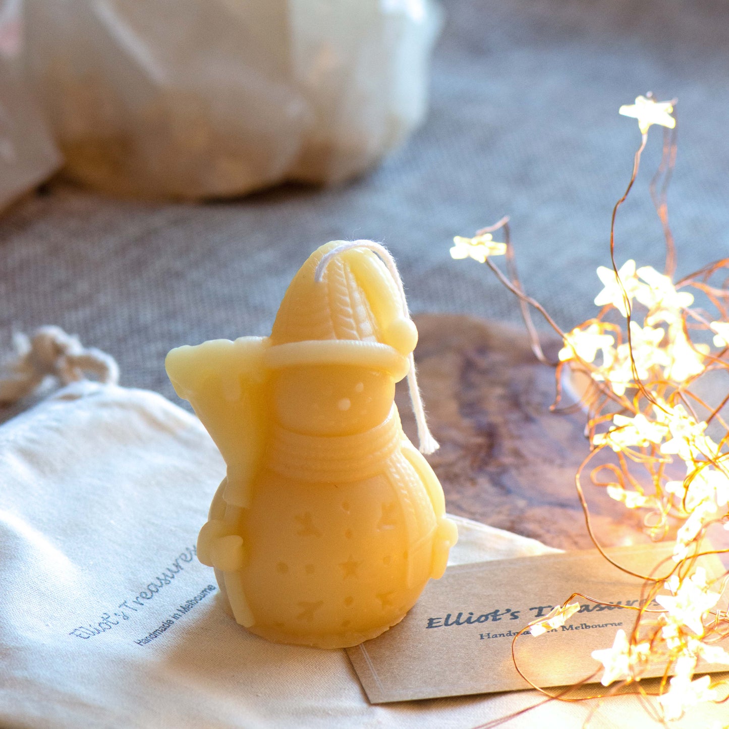 Snowman Beeswax Candle