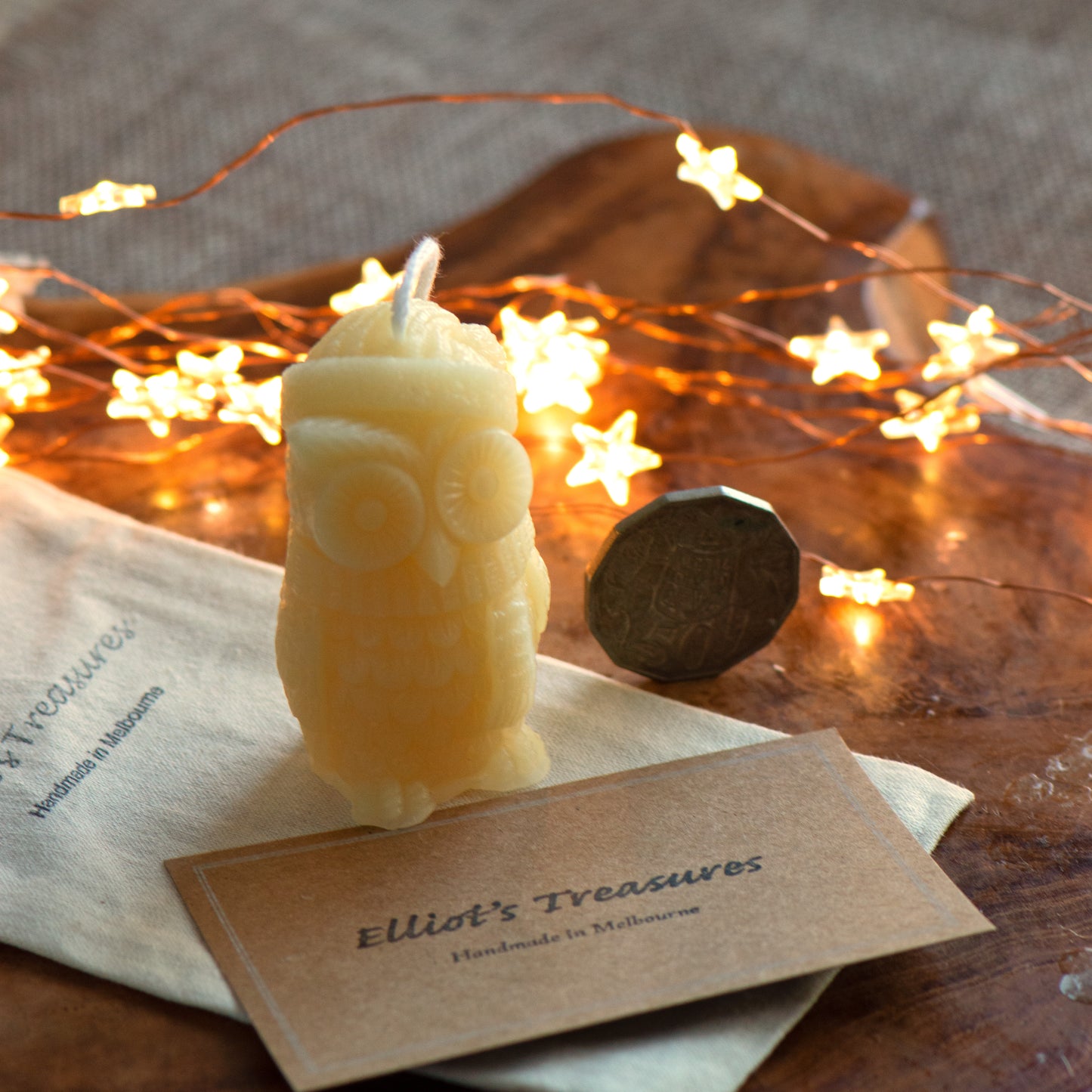 Winter Owl Beeswax Candle