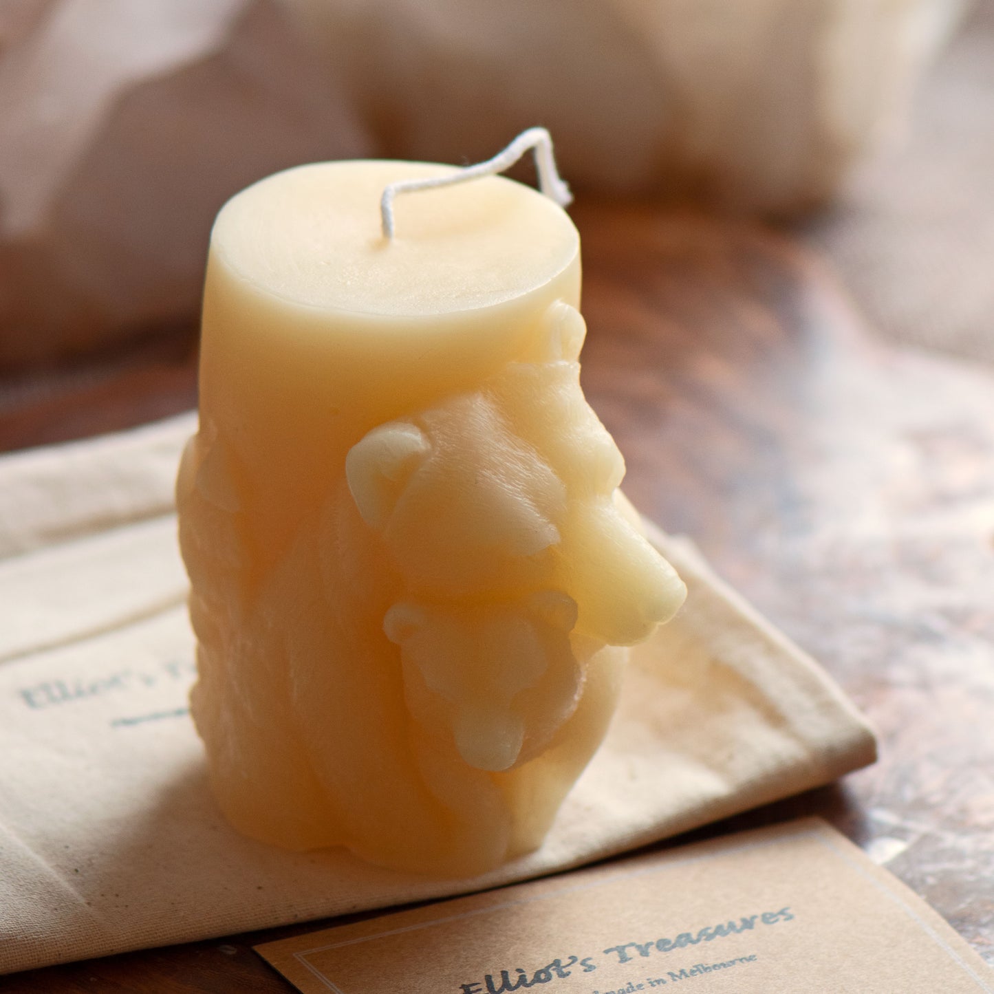 Beary Hug Pillar Beeswax Candle