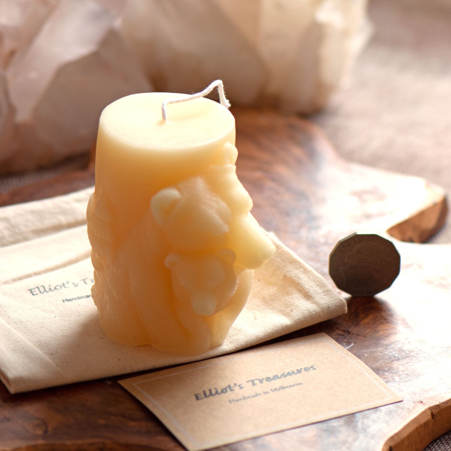 Beary Hug Pillar Beeswax Candle