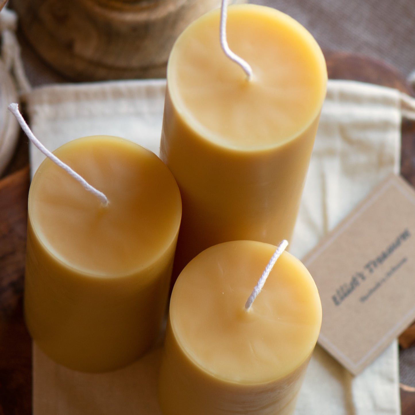 22cm Column Pillar Beeswax Candle