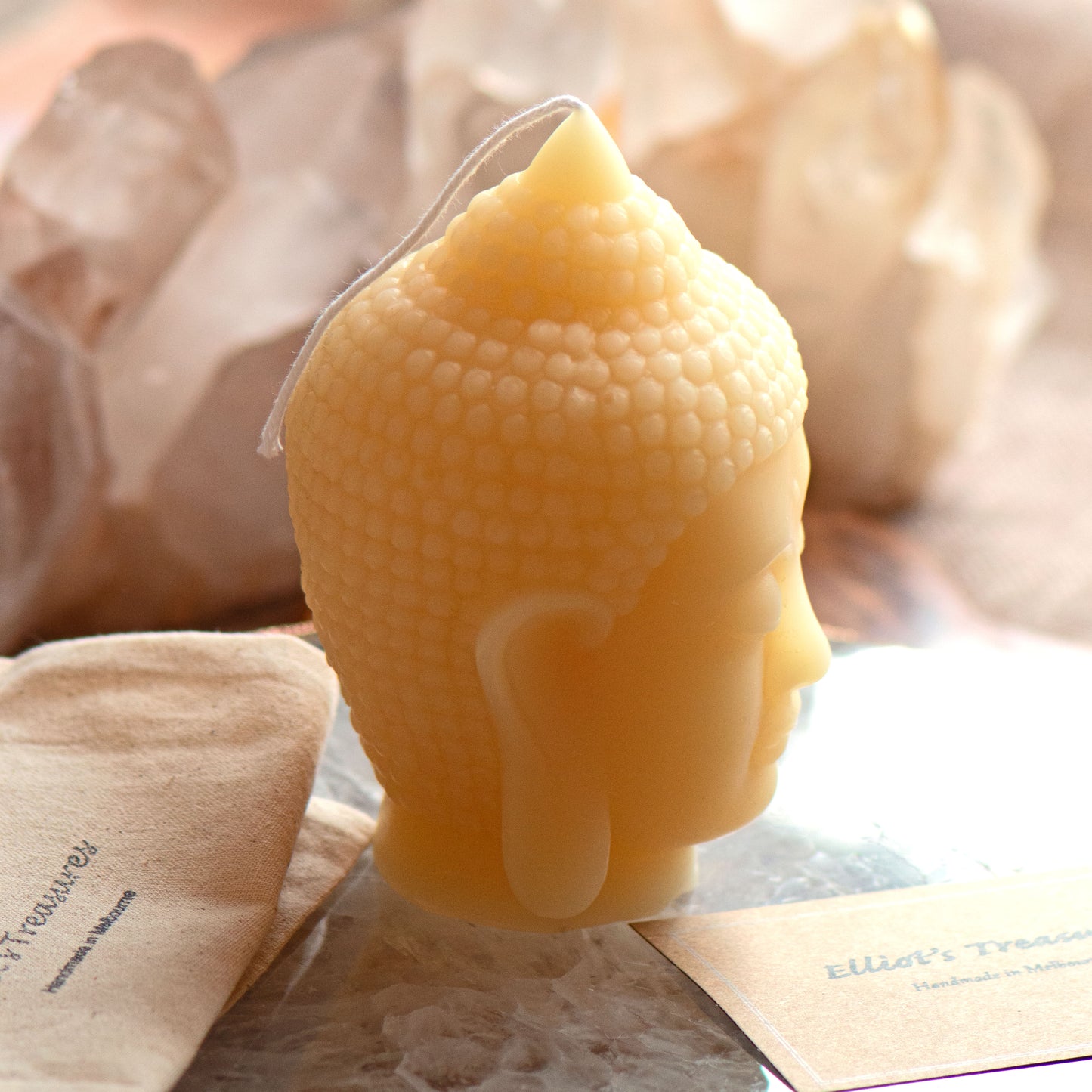 Large Buddha Head Beeswax Candle