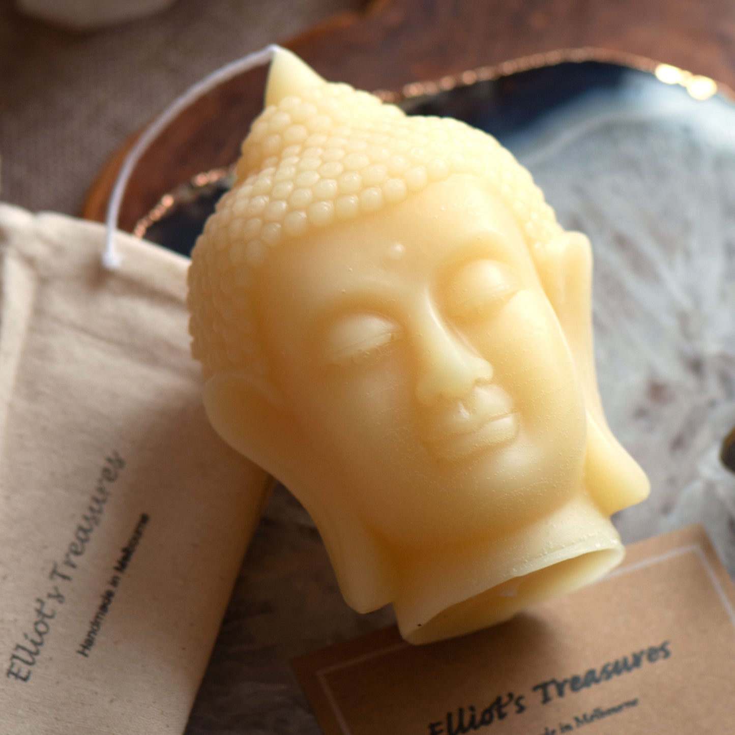 Large Buddha Head Beeswax Candle