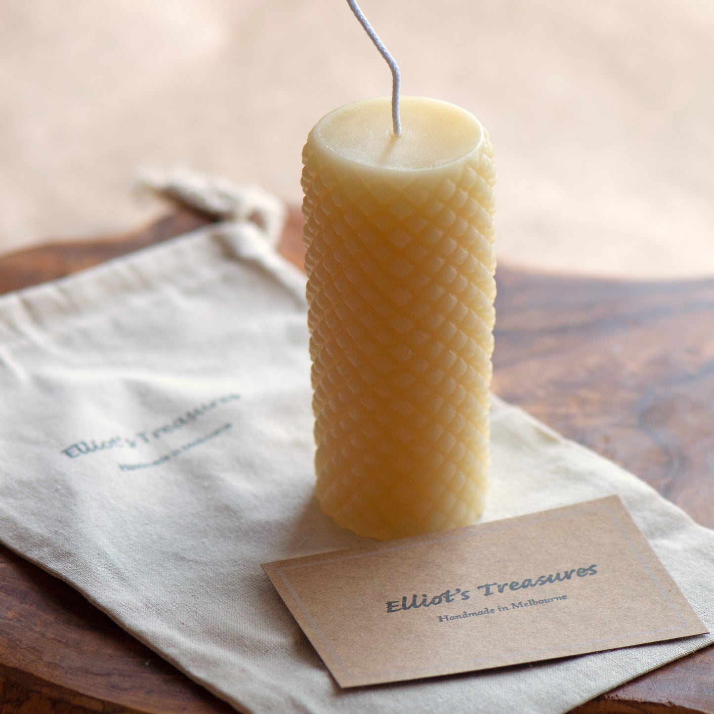 Diamond Pillar Beeswax Candle