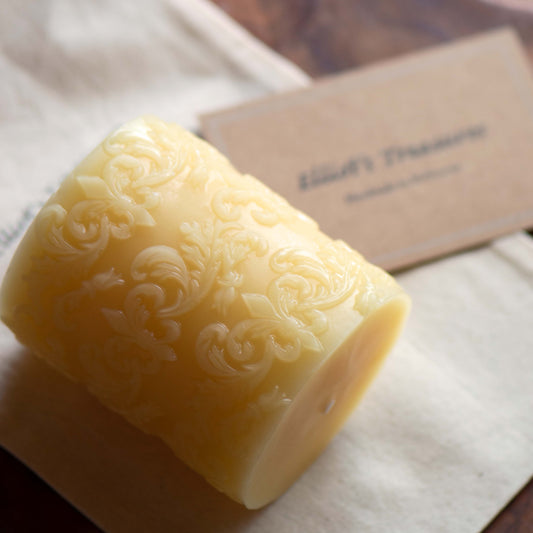 Fleur De Lis Pillar Beeswax Candle