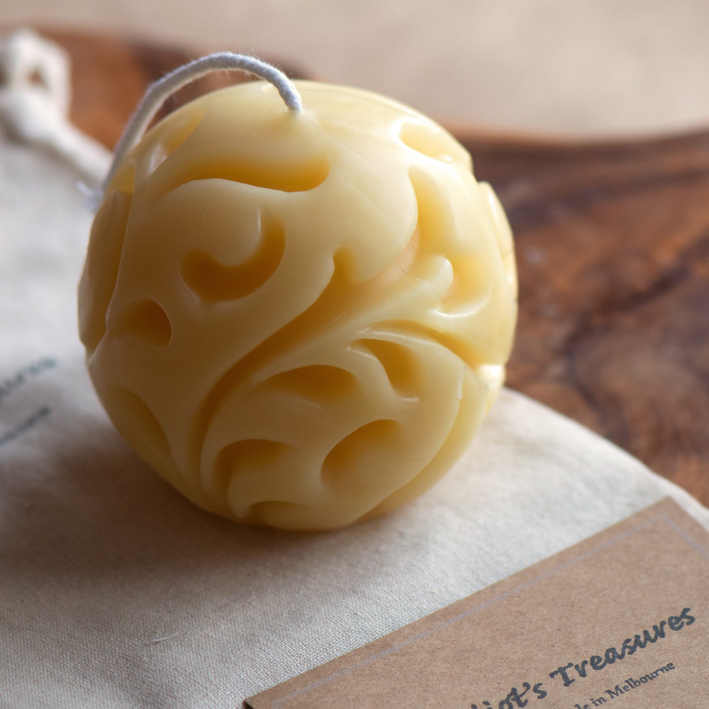 Floral Sphere Beeswax Candle