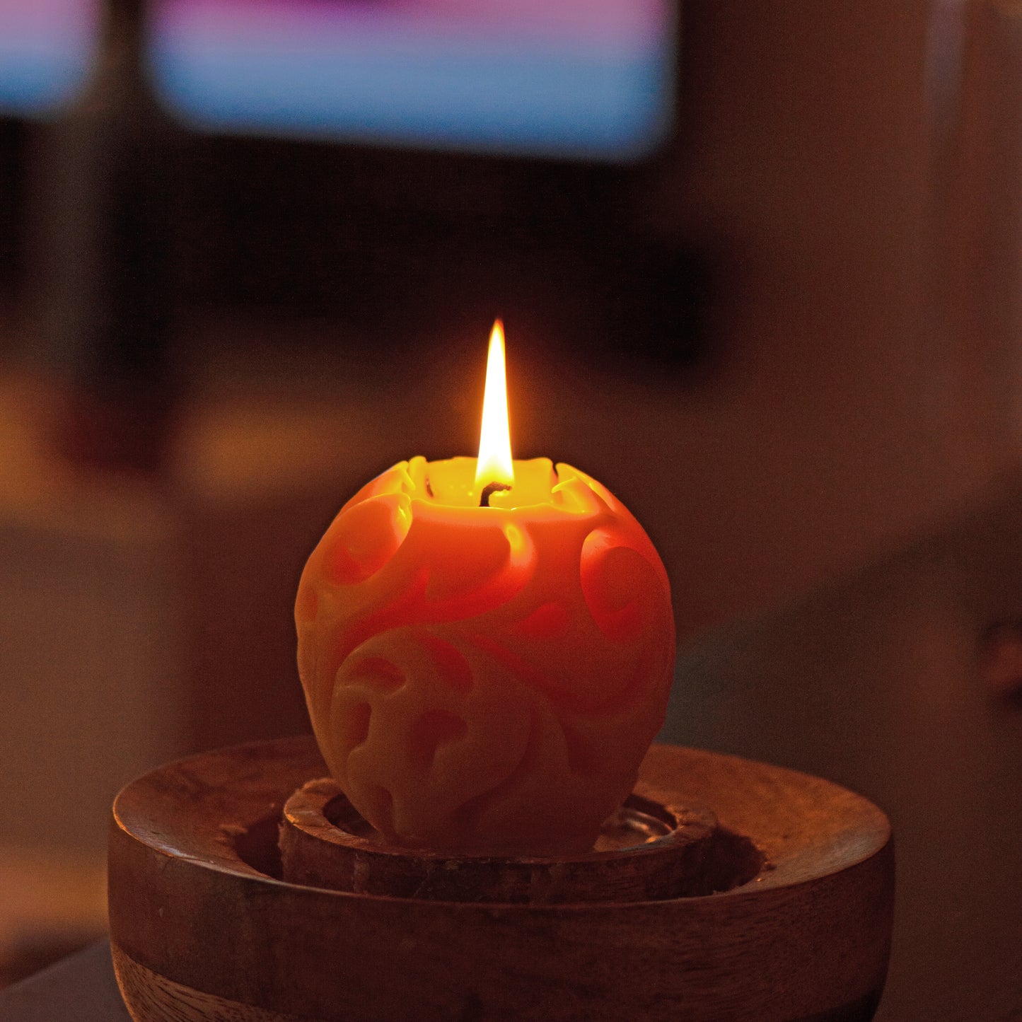 Floral Sphere Beeswax Candle