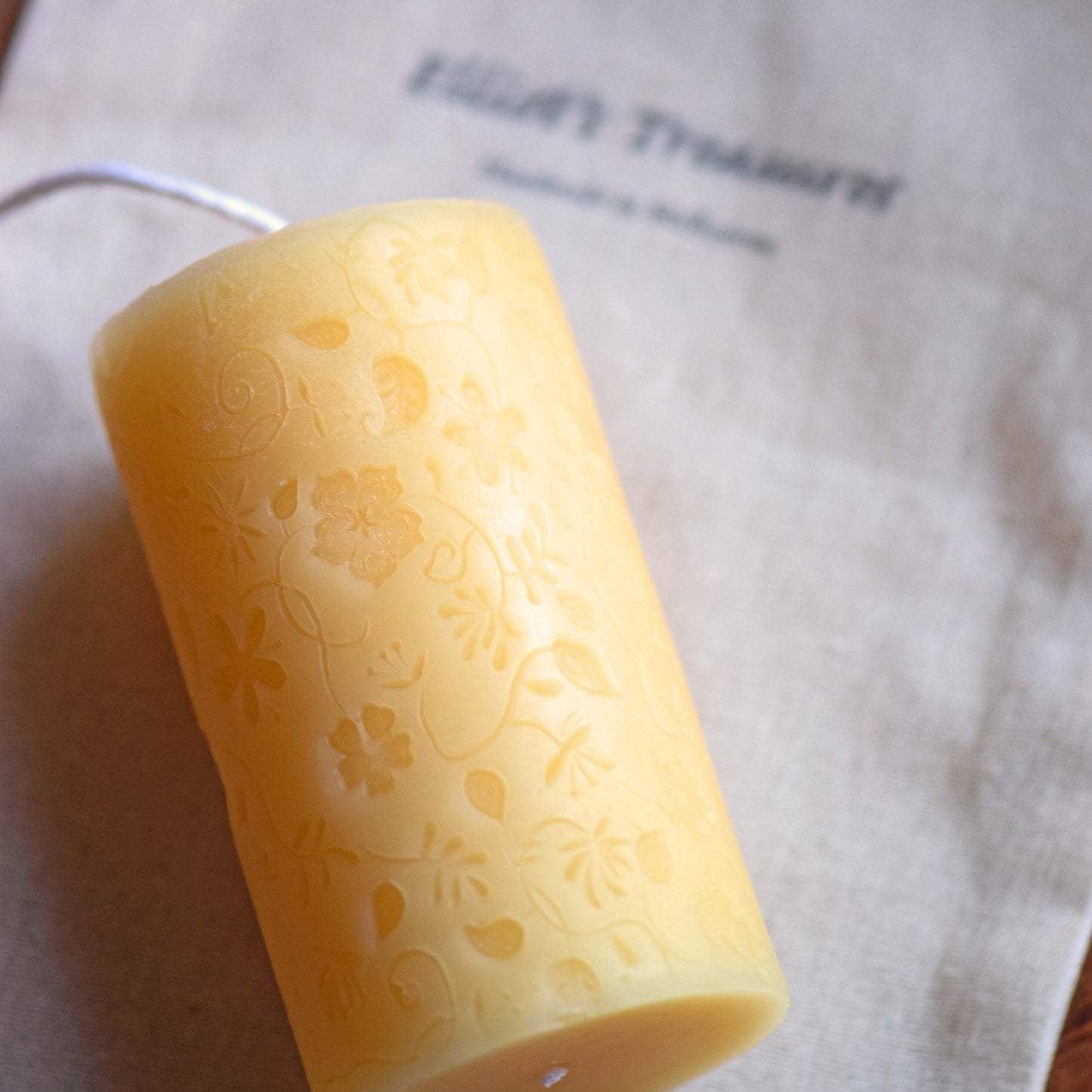 Floral Pillar Beeswax Candle