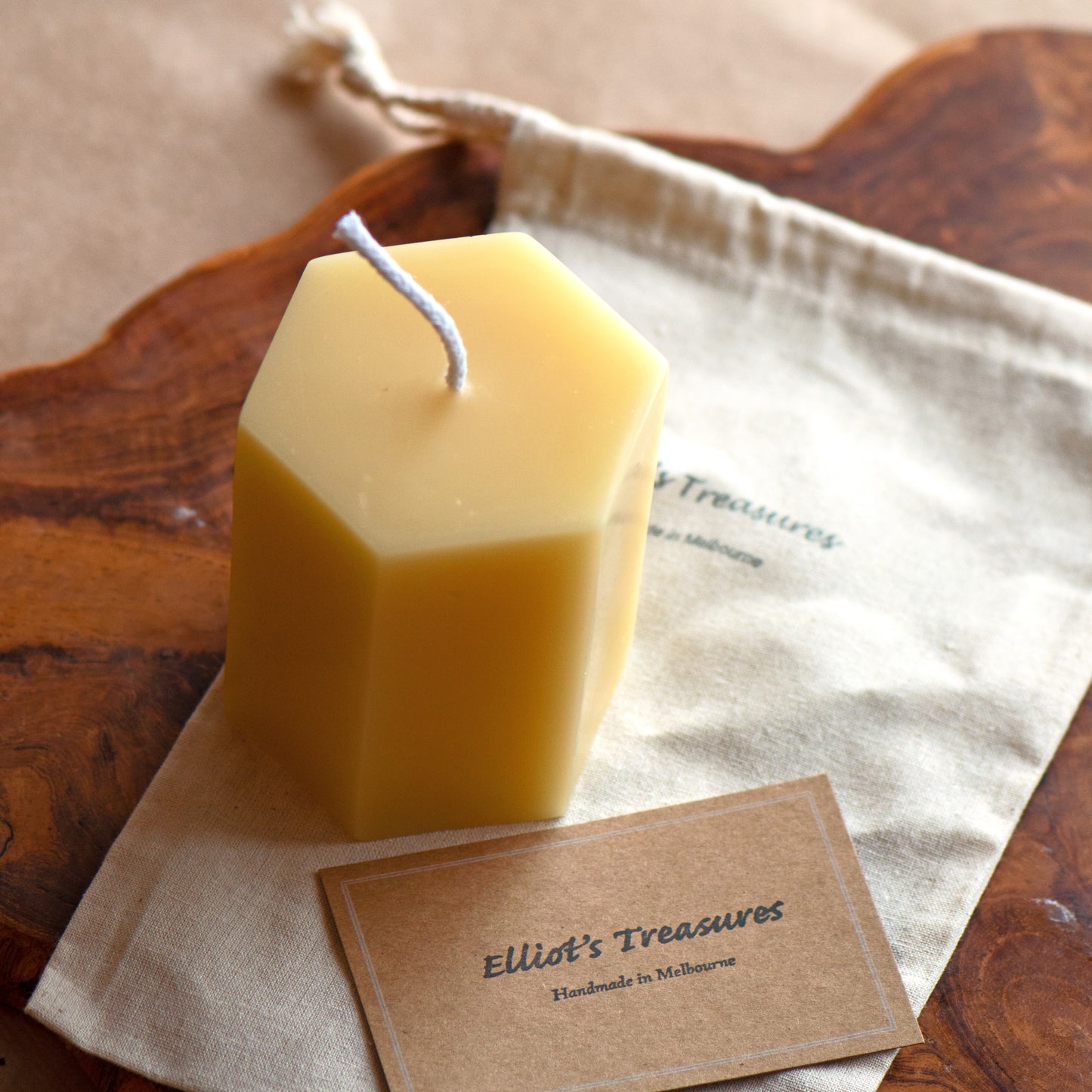 Hexagon Pillar Beeswax Candle