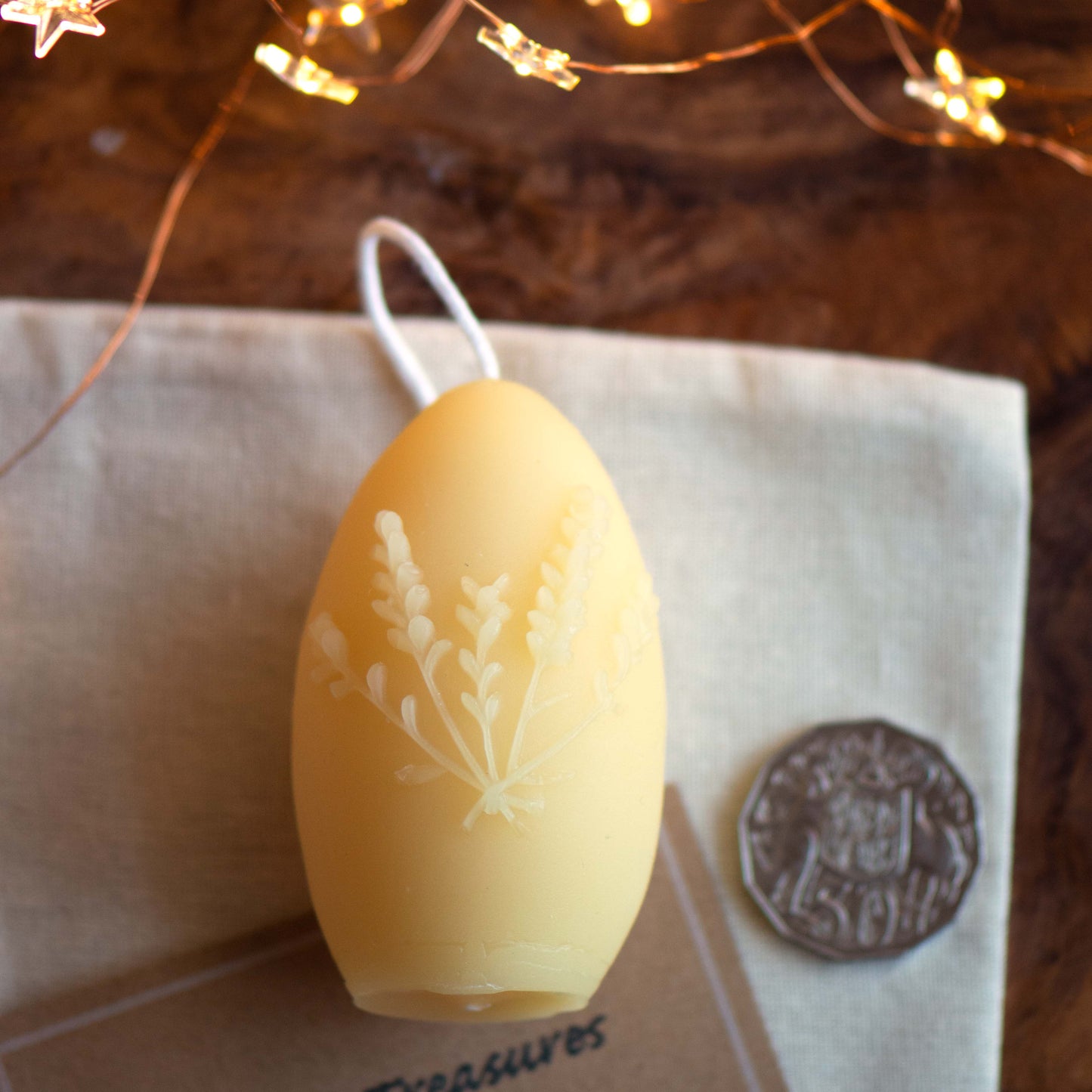 Lavender Egg Beeswax Candle