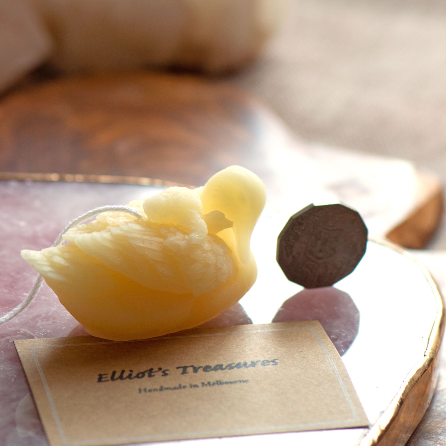 Mother and Little Duck Beeswax Candle