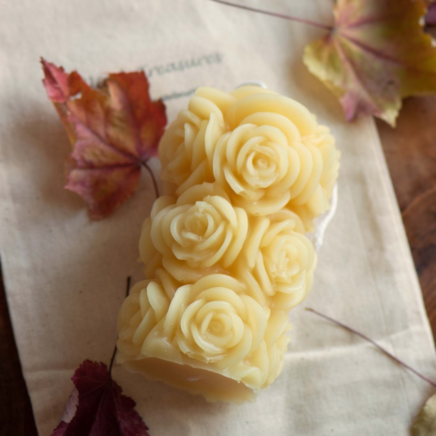 Rose Pillar Beeswax Candle