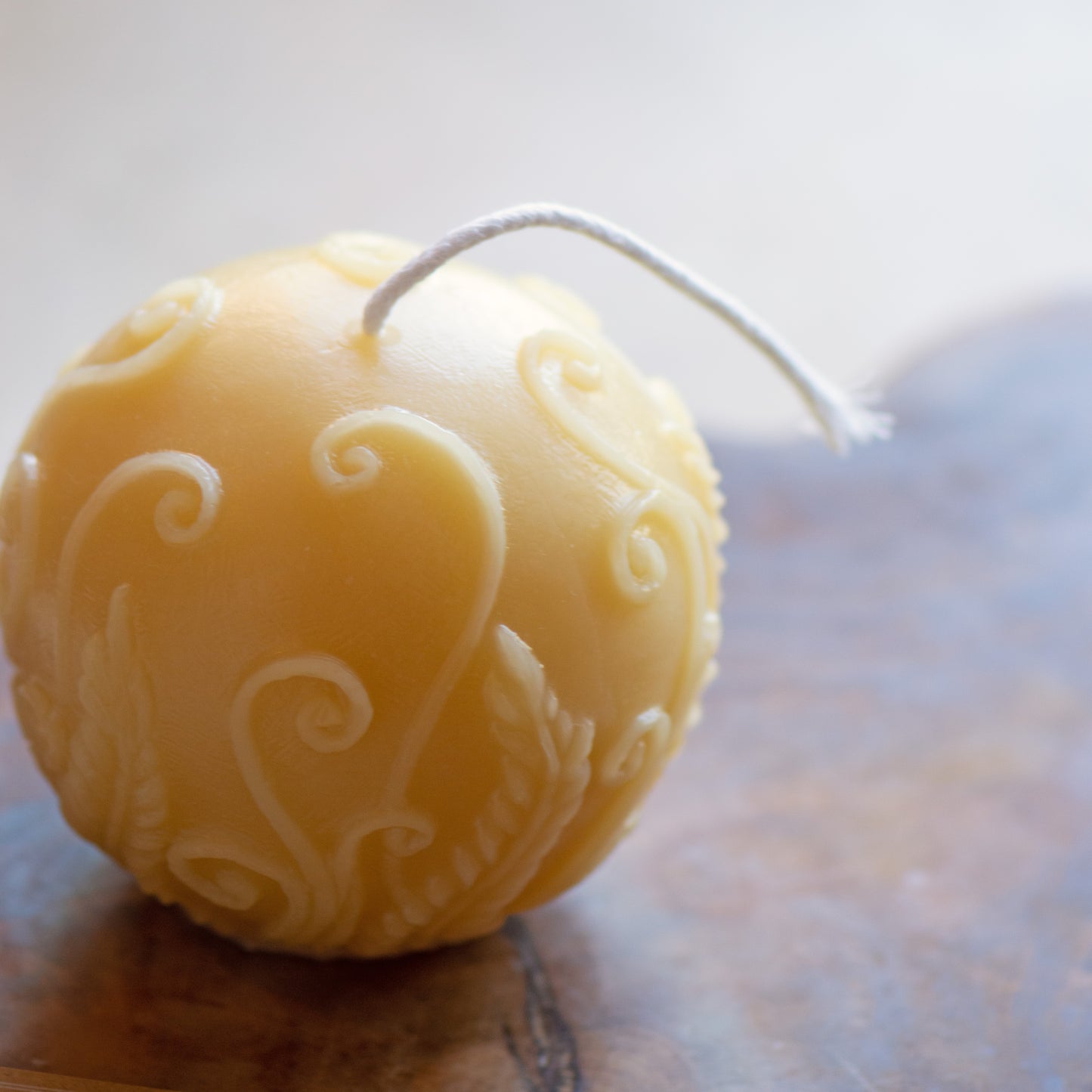 Rustic Fern Sphere Beeswax Candle