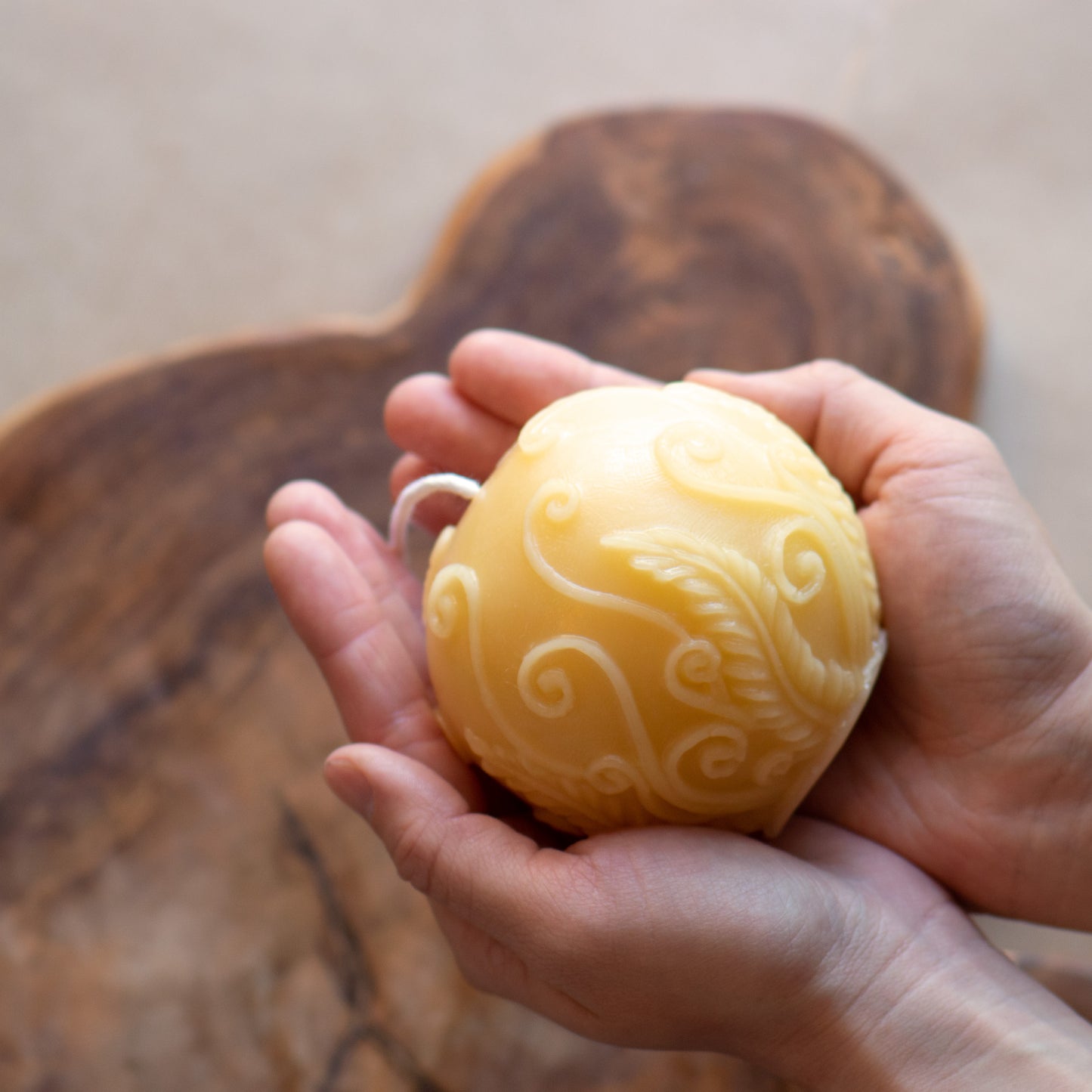 Rustic Fern Sphere Beeswax Candle