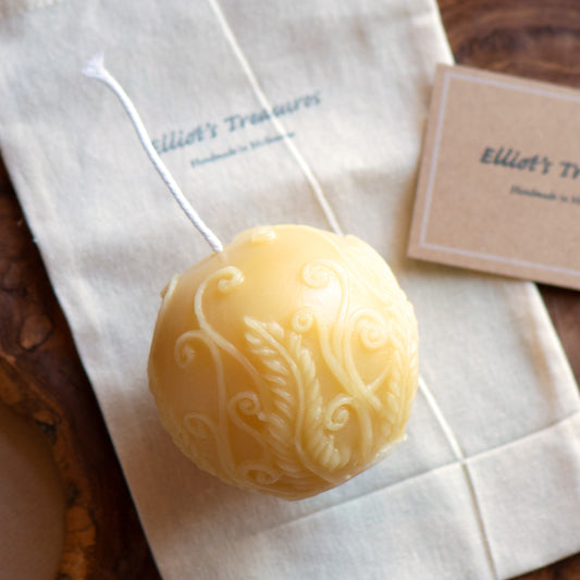 Rustic Fern Sphere Beeswax Candle