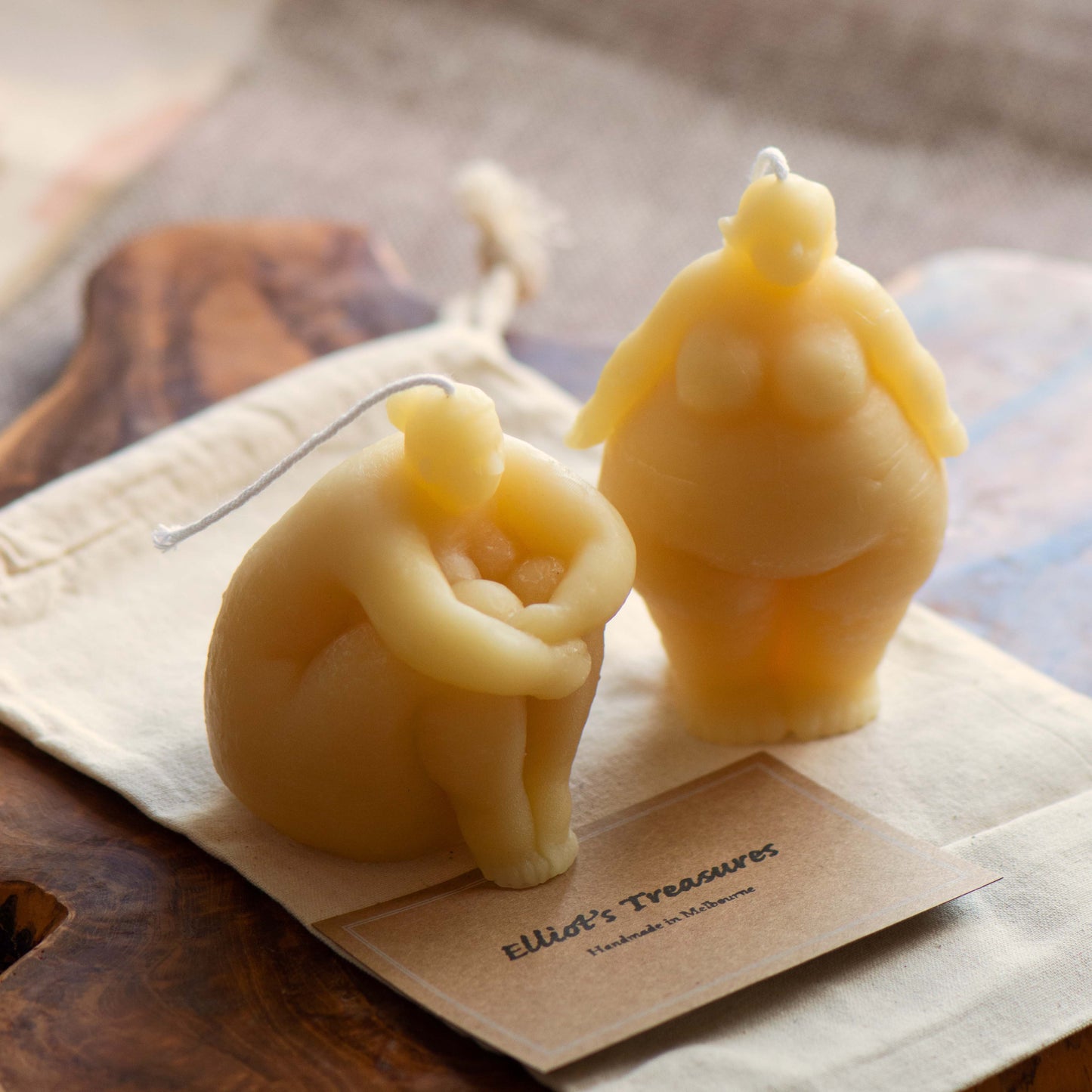 Sitting and Standing Pure Beeswax Candles