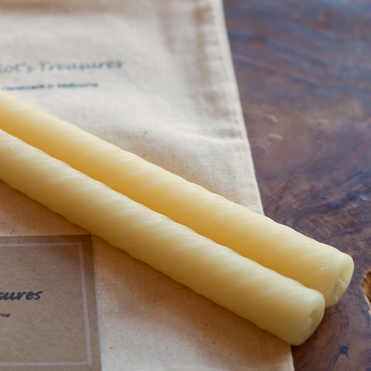 Tall Swirly Tapers - Pure Beeswax Candles