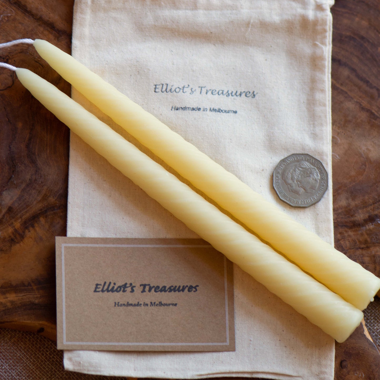 Tall Swirly Tapers - Pure Beeswax Candles