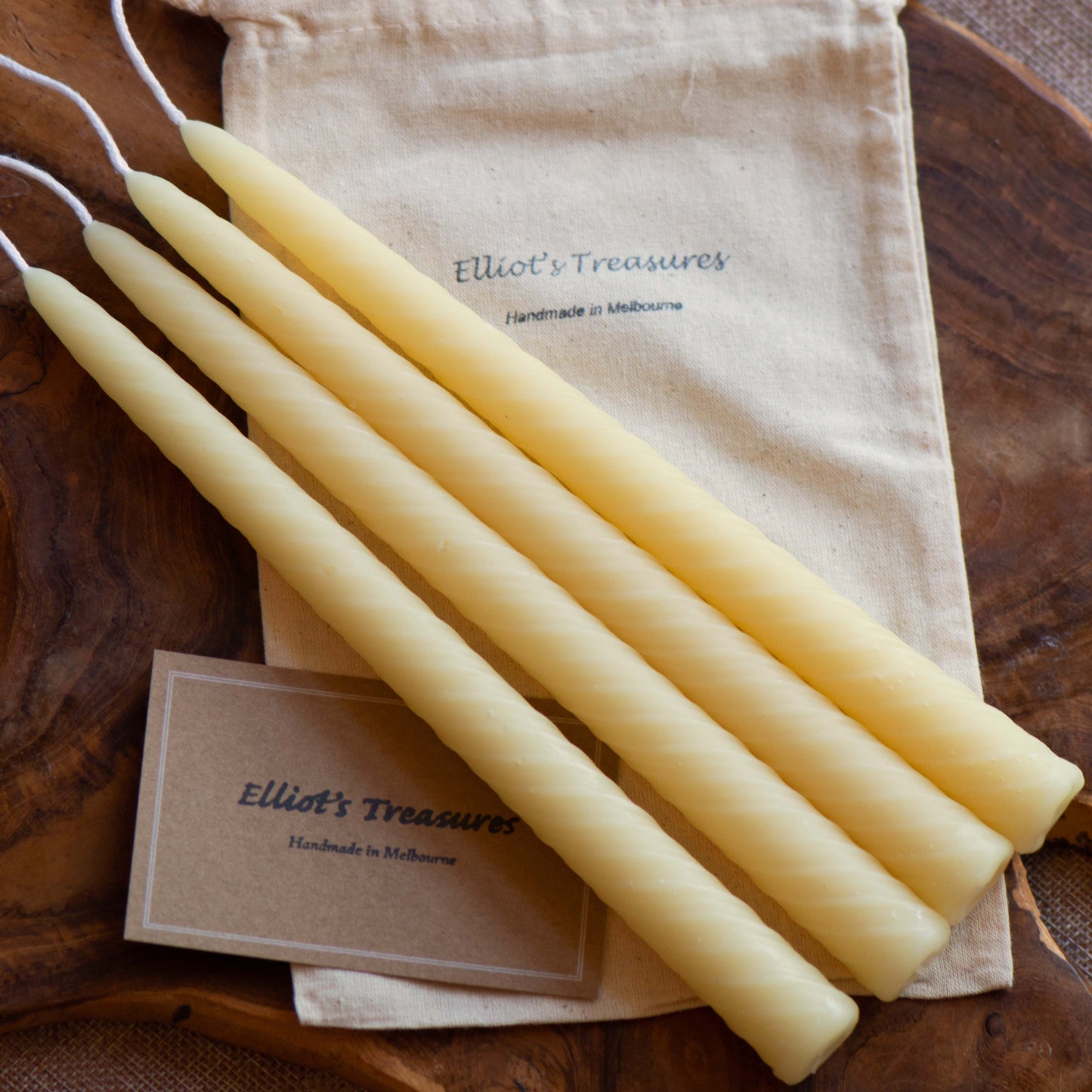 Tall Swirly Tapers - Pure Beeswax Candles