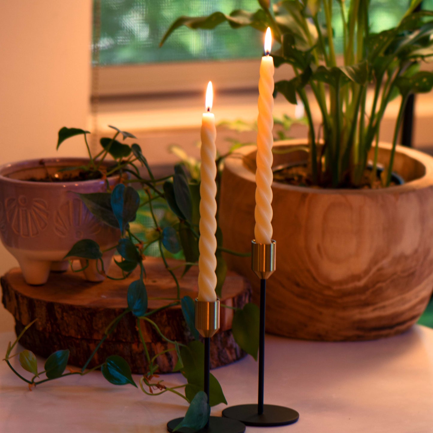 Tall Spiral Taper Beeswax Candles