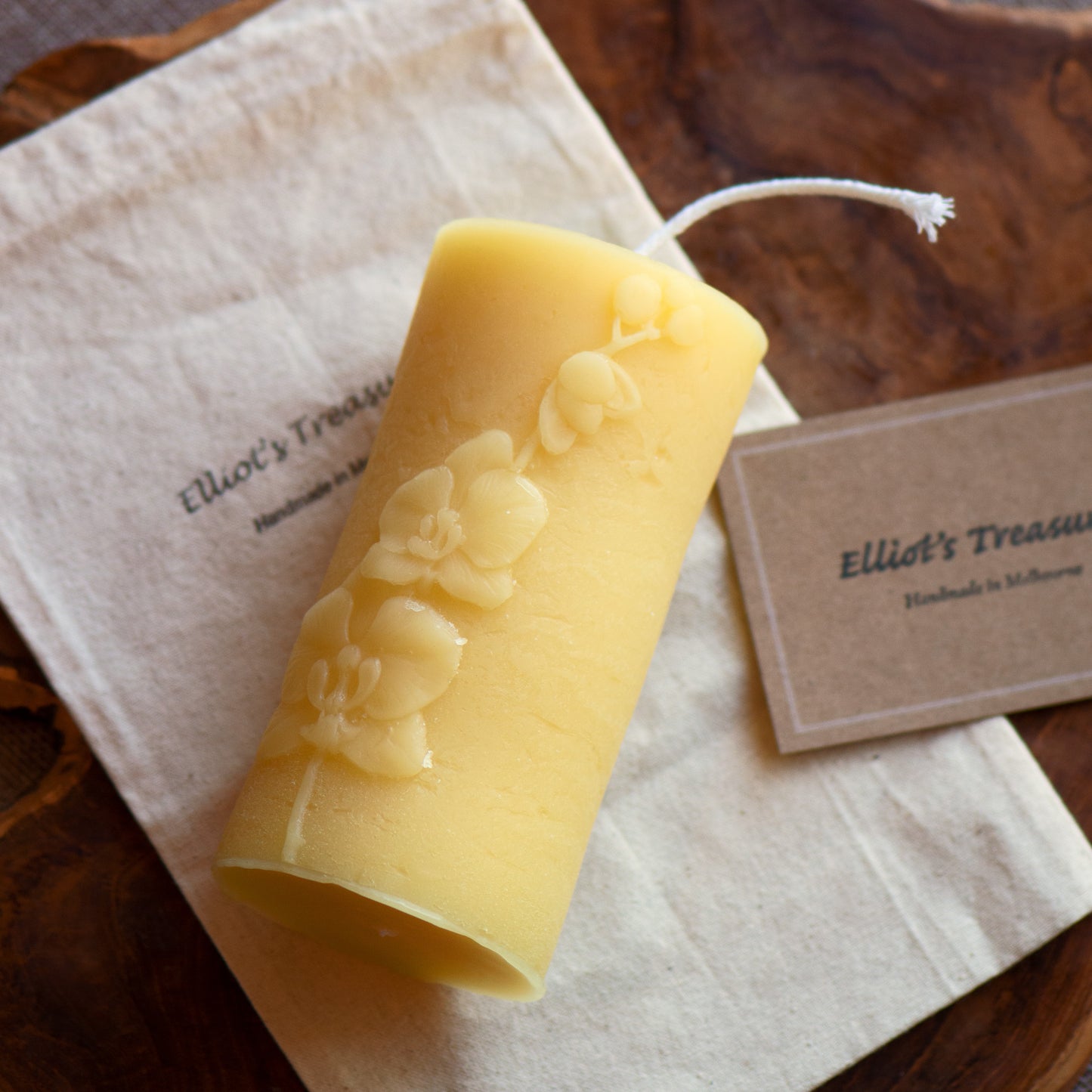 Textured Orchid Beeswax Candle